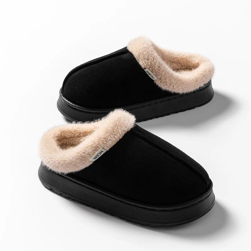 SaneShoppe - Fashion Women Fluffy Slippers for Autumn and Winter Indoor EVA Thick Sole Anti - Slip and Warm Unisex Slippers for Winter