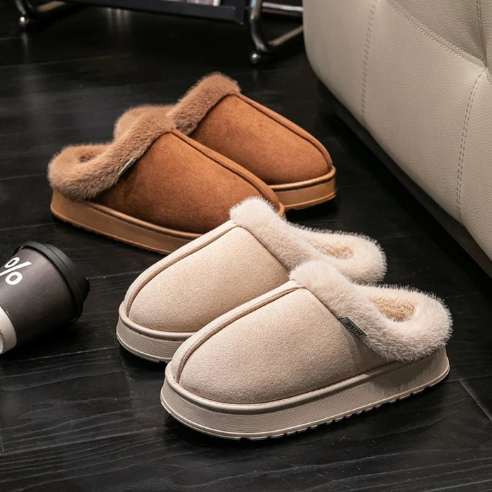 SaneShoppe - Fashion Women Fluffy Slippers for Autumn and Winter Indoor EVA Thick Sole Anti - Slip and Warm Unisex Slippers for Winter