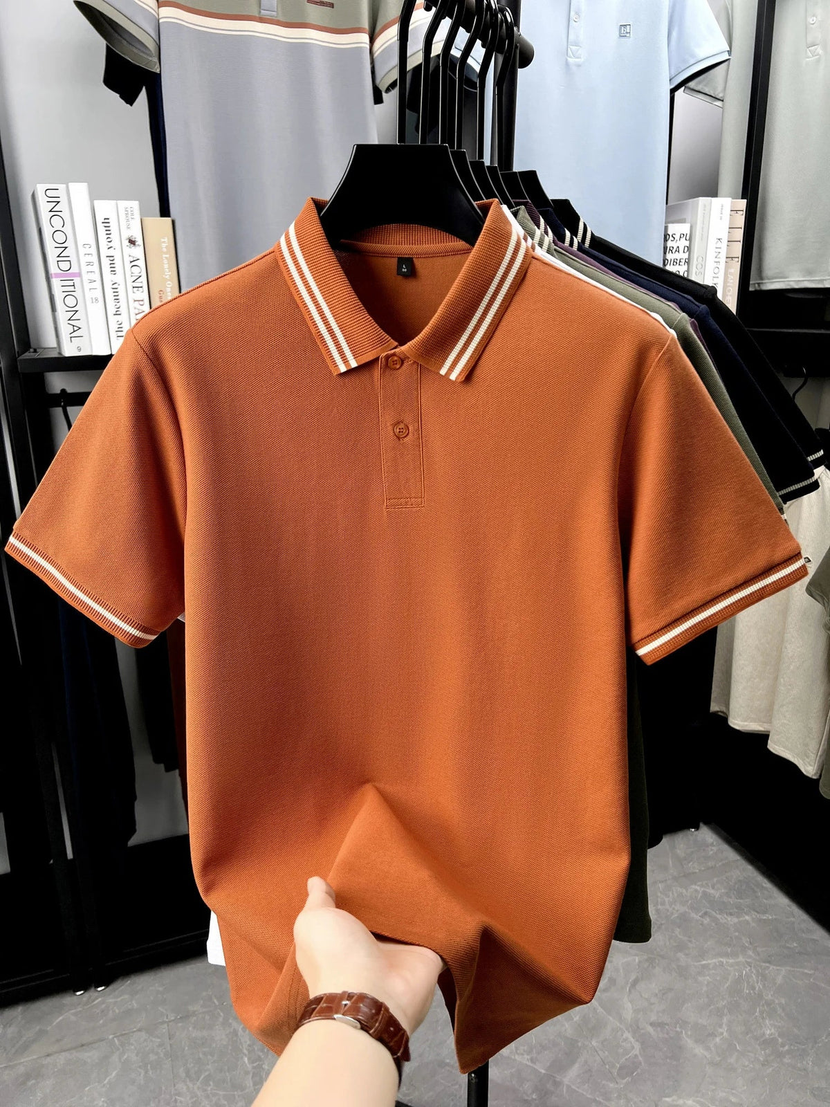 SaneShoppe - Fashionable 100% cotton high - end mens classic brand new polo shirt popular in summer comfortable and breathable short sleeve top