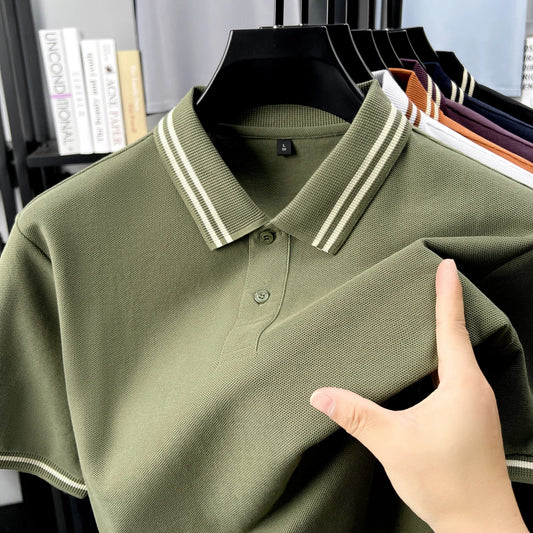SaneShoppe-Classic 100% Cotton Men's Polo Shirt - Breathable & Comfortable Summer Top