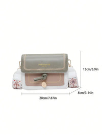 SaneShoppe - Fashionable Bag for Women, Versatile New Crossbody Bag, Casual, Contrasting Color, Small Square Bag, Wide Shoulder Strap