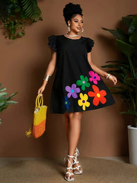 SaneShoppe - Fashionable Printed High - Waisted Short Plus - Size Dress