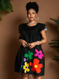 SaneShoppe - Fashionable Printed High - Waisted Short Plus - Size Dress