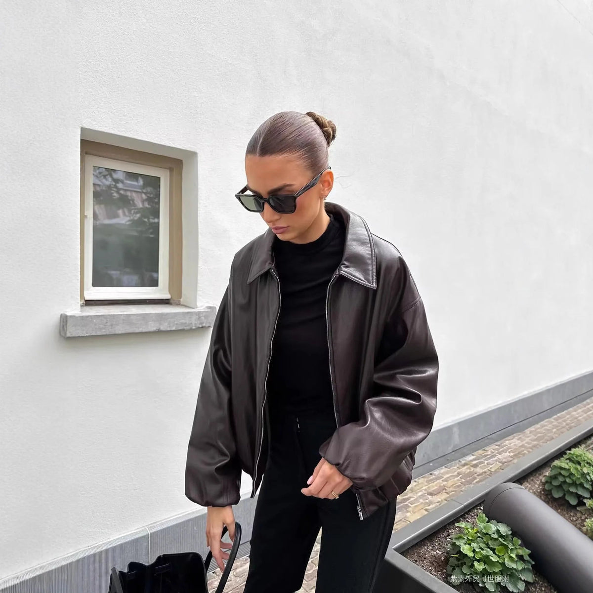 SaneShoppe - Fashionable Street Style Pilot Design Jacket Outerwear in Two Colors Polyester Leather Alternative Loose Fit Long Sleeve Coat