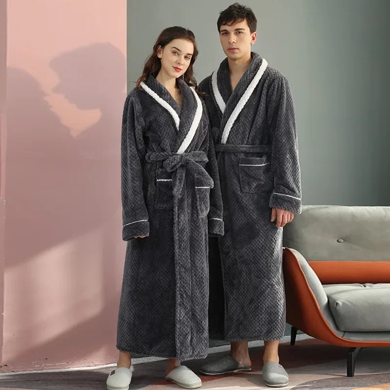 SaneShoppe-Couples Thick Coral Velvet Bathrobes for Adults - Autumn/Winter
