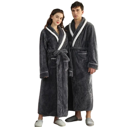 SaneShoppe-Couples Thick Coral Velvet Bathrobes for Adults - Autumn/Winter