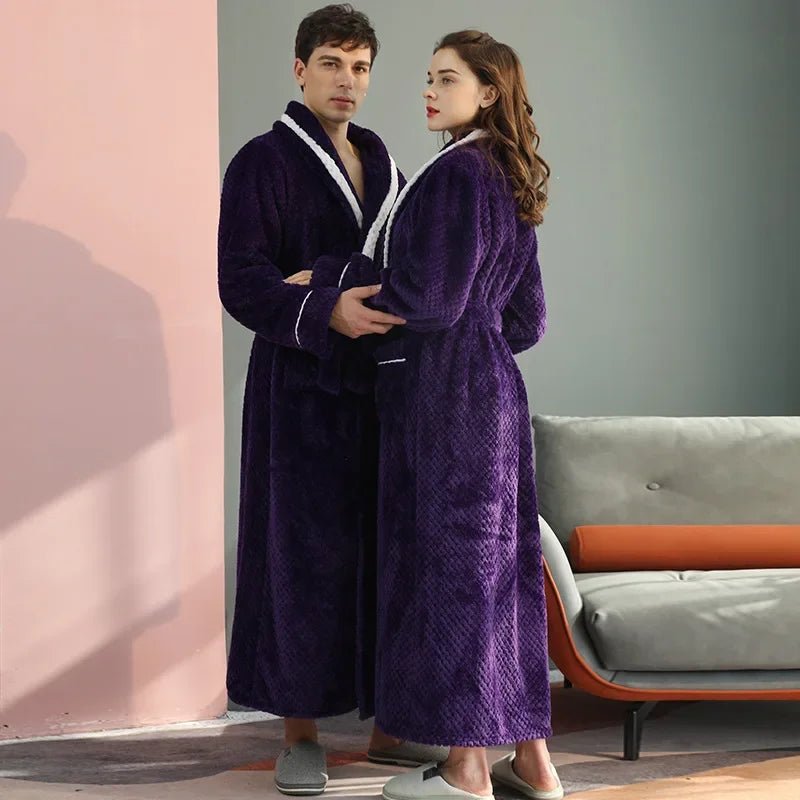 SaneShoppe-Couples Thick Coral Velvet Bathrobes for Adults - Autumn/Winter