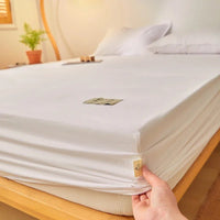 SaneShoppe - Fitted Bed Sheet Luxury Egyptian Pure Cotton Mattress Cover Bedspreads Elastic Bed Linens Soft Bedsheet (Pillowcase Can Order)