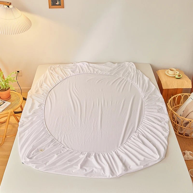SaneShoppe - Fitted Bed Sheet Luxury Egyptian Pure Cotton Mattress Cover Bedspreads Elastic Bed Linens Soft Bedsheet (Pillowcase Can Order)