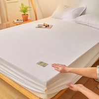 SaneShoppe - Fitted Bed Sheet Luxury Egyptian Pure Cotton Mattress Cover Bedspreads Elastic Bed Linens Soft Bedsheet (Pillowcase Can Order)