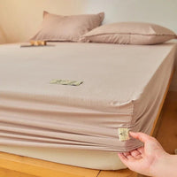SaneShoppe - Fitted Bed Sheet Luxury Egyptian Pure Cotton Mattress Cover Bedspreads Elastic Bed Linens Soft Bedsheet (Pillowcase Can Order)