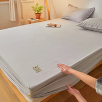 SaneShoppe - Fitted Bed Sheet Luxury Egyptian Pure Cotton Mattress Cover Bedspreads Elastic Bed Linens Soft Bedsheet (Pillowcase Can Order)