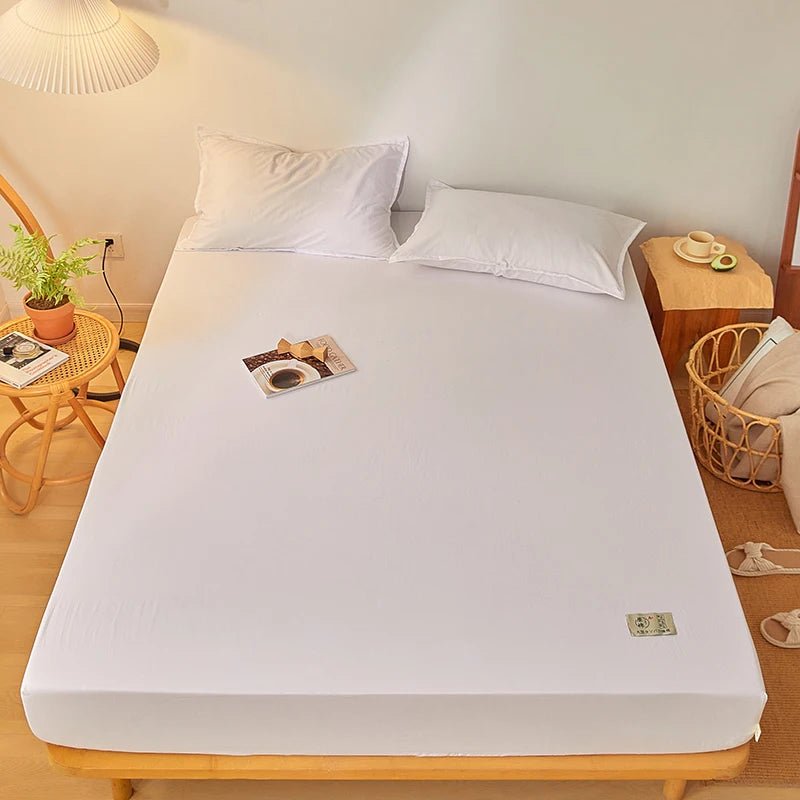 SaneShoppe - Fitted Bed Sheet Luxury Egyptian Pure Cotton Mattress Cover Bedspreads Elastic Bed Linens Soft Bedsheet (Pillowcase Can Order)