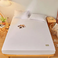 SaneShoppe - Fitted Bed Sheet Luxury Egyptian Pure Cotton Mattress Cover Bedspreads Elastic Bed Linens Soft Bedsheet (Pillowcase Can Order)