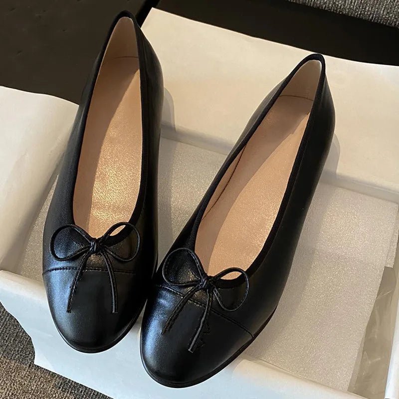 SaneShoppe-French Style Women's Classic Ballet Flats with Butterfly Knot Detail