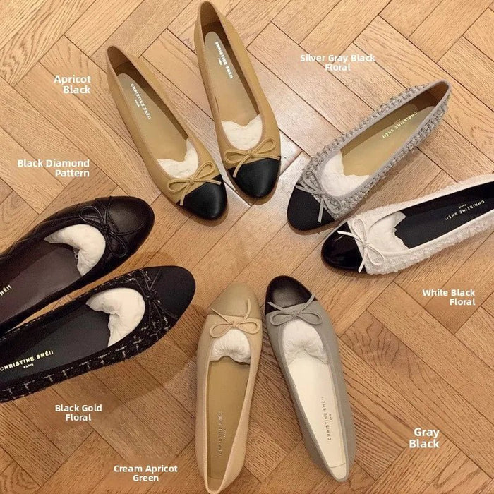 SaneShoppe-French Style Women's Classic Ballet Flats with Butterfly Knot Detail