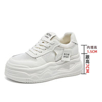 SaneShoppe - Fujin 8.5cm Genuine Leather Women Vulcanize Chunky Sneakers Women Summer Hidden High Heels Platform Wedge Summer Mesh Shoes