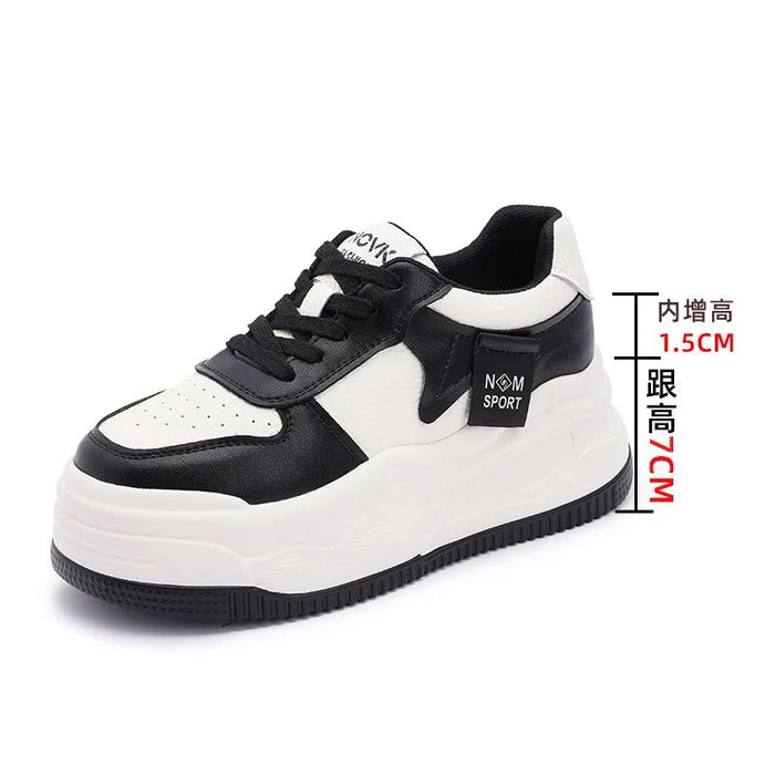 SaneShoppe - Fujin 8.5cm Genuine Leather Women Vulcanize Chunky Sneakers Women Summer Hidden High Heels Platform Wedge Summer Mesh Shoes