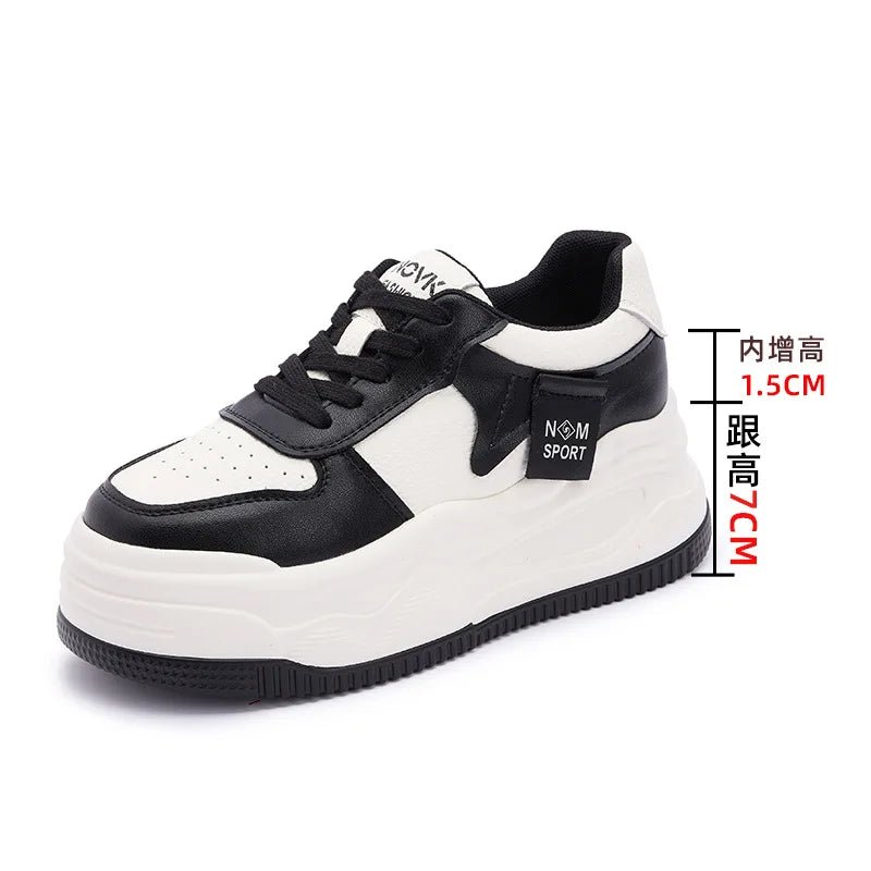 SaneShoppe - Fujin 8.5cm Genuine Leather Women Vulcanize Chunky Sneakers Women Summer Hidden High Heels Platform Wedge Summer Mesh Shoes