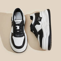 SaneShoppe - Fujin 8.5cm Genuine Leather Women Vulcanize Chunky Sneakers Women Summer Hidden High Heels Platform Wedge Summer Mesh Shoes