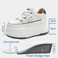 SaneShoppe - Fujin 9cm 3 inch comfortable platform sneakers for women Genuine Leather Women Vulcanized Shoes Platform High Heels Casual Shoes