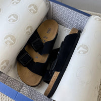 SaneShoppe-Unisex Full Grain Leather Sandals with Cork Sole for Men and Women