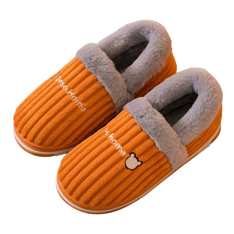 SaneShoppe - Gacimy Warm Cotton Slippers For Women Winter Indoor Soft Flats Shoes Couple Casual Anti - Slip Home Slides Fashion Furry Slippers