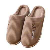 SaneShoppe - Gacimy Warm Cotton Slippers For Women Winter Indoor Soft Flats Shoes Couple Casual Anti - Slip Home Slides Fashion Furry Slippers