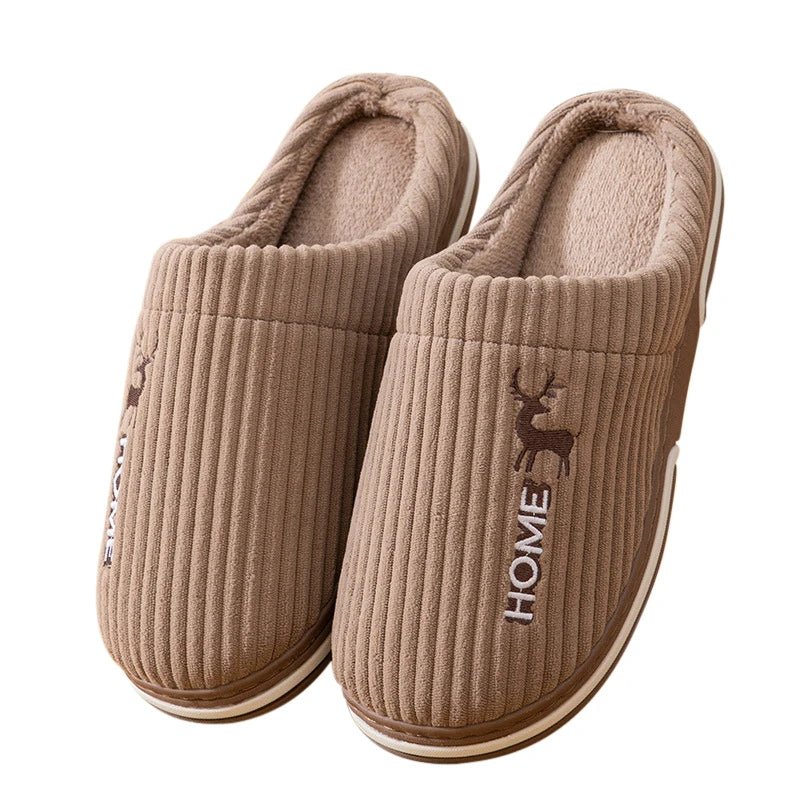 SaneShoppe - Gacimy Warm Cotton Slippers For Women Winter Indoor Soft Flats Shoes Couple Casual Anti - Slip Home Slides Fashion Furry Slippers