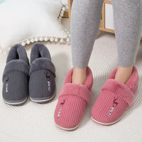SaneShoppe - Gacimy Warm Cotton Slippers For Women Winter Indoor Soft Flats Shoes Couple Casual Anti - Slip Home Slides Fashion Furry Slippers