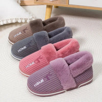 SaneShoppe - Gacimy Warm Cotton Slippers For Women Winter Indoor Soft Flats Shoes Couple Casual Anti - Slip Home Slides Fashion Furry Slippers