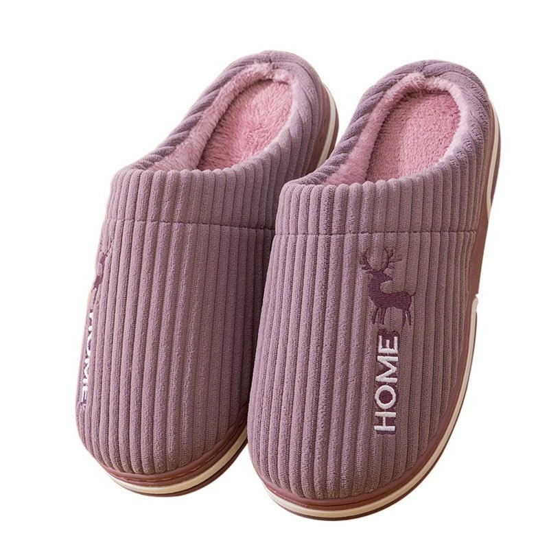 SaneShoppe - Gacimy Warm Cotton Slippers For Women Winter Indoor Soft Flats Shoes Couple Casual Anti - Slip Home Slides Fashion Furry Slippers