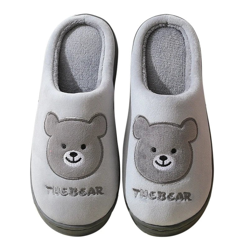 SaneShoppe - Gacimy Warm Cotton Slippers For Women Winter Indoor Soft Flats Shoes Couple Casual Anti - Slip Home Slides Fashion Furry Slippers