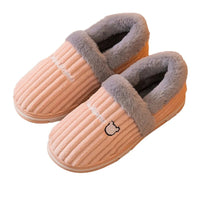 SaneShoppe - Gacimy Warm Cotton Slippers For Women Winter Indoor Soft Flats Shoes Couple Casual Anti - Slip Home Slides Fashion Furry Slippers