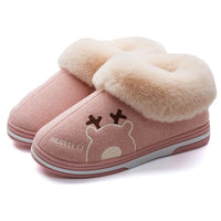 SaneShoppe - Gacimy Warm Cotton Slippers For Women Winter Indoor Soft Flats Shoes Couple Casual Anti - Slip Home Slides Fashion Furry Slippers