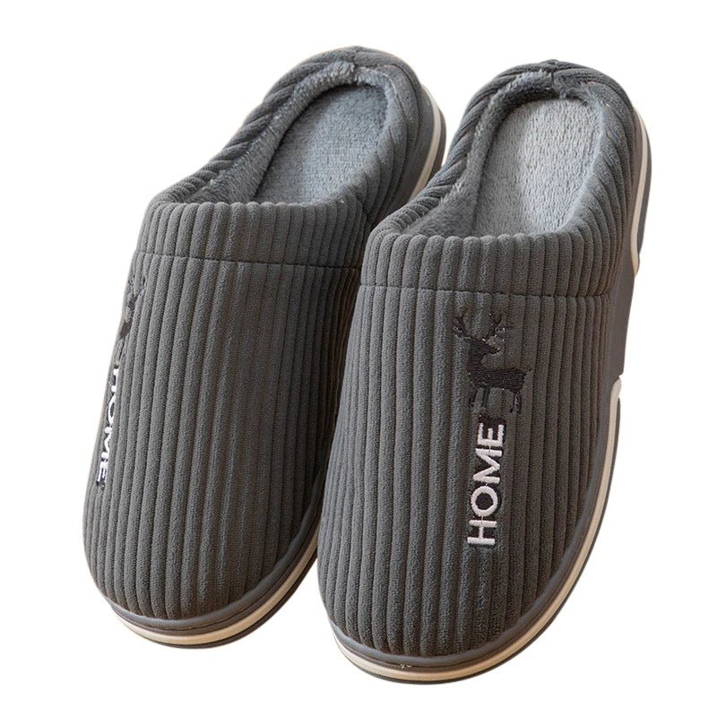 SaneShoppe - Gacimy Warm Cotton Slippers For Women Winter Indoor Soft Flats Shoes Couple Casual Anti - Slip Home Slides Fashion Furry Slippers