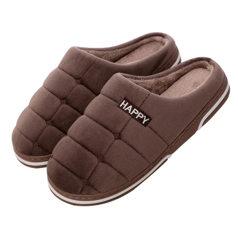 SaneShoppe - Gacimy Warm Cotton Slippers For Women Winter Indoor Soft Flats Shoes Couple Casual Anti - Slip Home Slides Fashion Furry Slippers