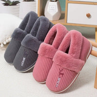 SaneShoppe - Gacimy Warm Cotton Slippers For Women Winter Indoor Soft Flats Shoes Couple Casual Anti - Slip Home Slides Fashion Furry Slippers