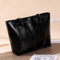 SaneShoppe - Genuine Leather Women's Large Capacity Tote Bag Women Fashion High quality Cowhide hand shoulder bag Commuter shopping bag