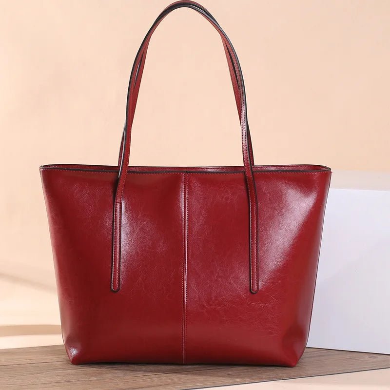 SaneShoppe - Genuine Leather Women's Large Capacity Tote Bag Women Fashion High quality Cowhide hand shoulder bag Commuter shopping bag