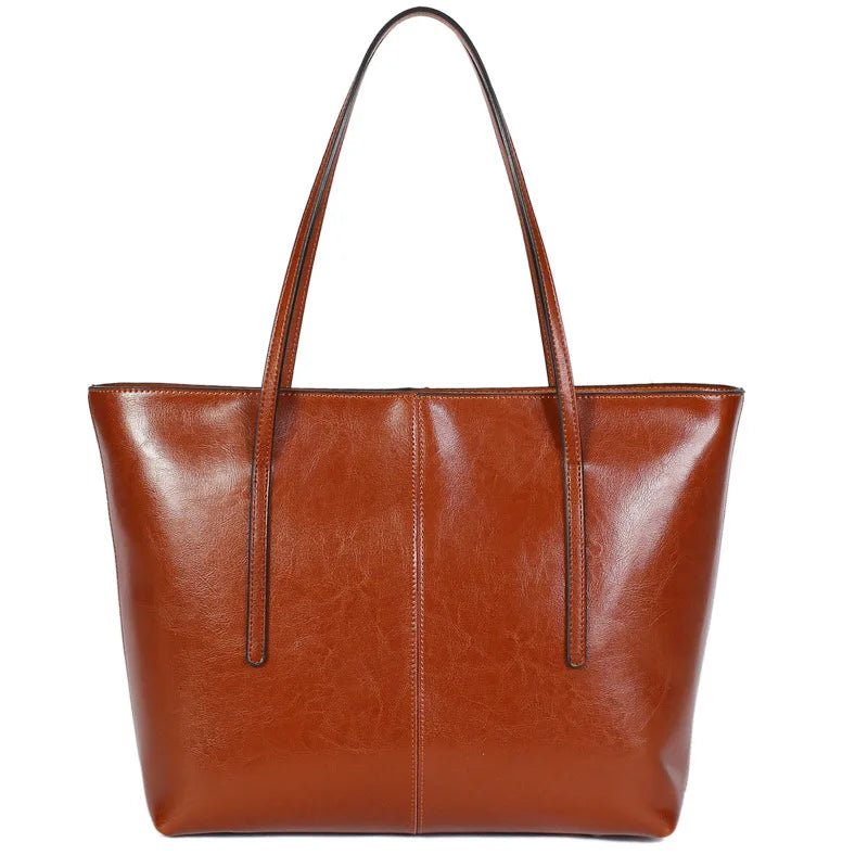SaneShoppe - Genuine Leather Women's Large Capacity Tote Bag Women Fashion High quality Cowhide hand shoulder bag Commuter shopping bag