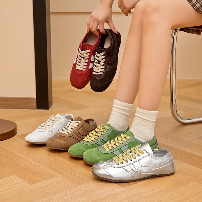 SaneShoppe-Genuine Leather Women's Retro Training Shoes - Large Size Sneakers