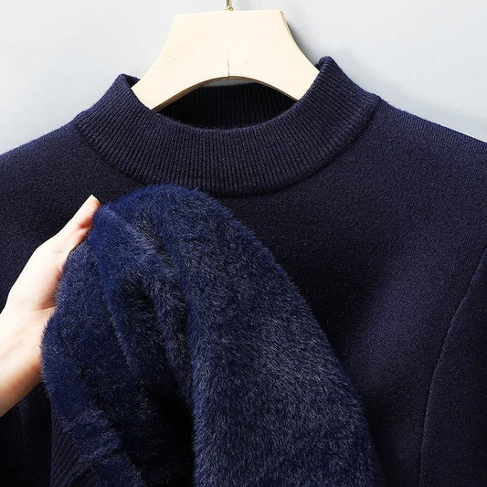 SaneShoppe-Men's Solid Turtleneck Knit Sweater Mock Neck Pullover Winter Fashion