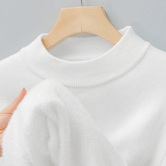SaneShoppe-Men's Solid Turtleneck Knit Sweater Mock Neck Pullover Winter Fashion