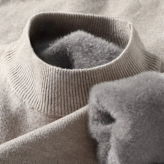 SaneShoppe-Men's Solid Turtleneck Knit Sweater Mock Neck Pullover Winter Fashion
