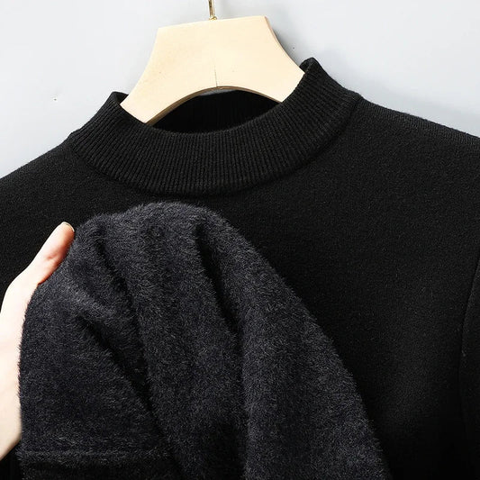 SaneShoppe-Men's Solid Turtleneck Knit Sweater Mock Neck Pullover Winter Fashion