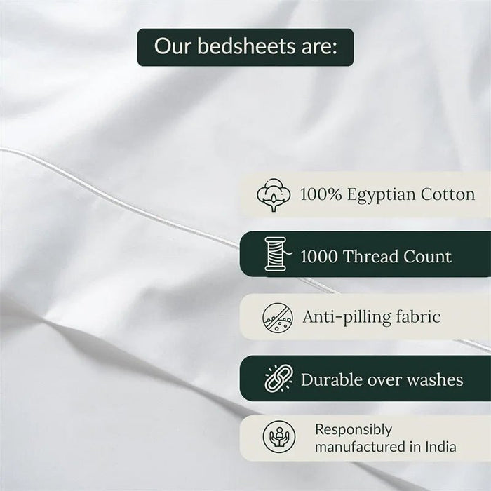 SaneShoppe-Luxury Egyptian Cotton 1000TC Bed Sheet Set - Double King Queen Size