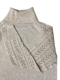 SaneShoppe - High Neck Knit Sweater - 100% Acrylic Hollow Weave, Loose Fit - Women's Casual Pullover for Fall/Winter