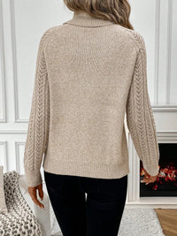 SaneShoppe - High Neck Knit Sweater - 100% Acrylic Hollow Weave, Loose Fit - Women's Casual Pullover for Fall/Winter