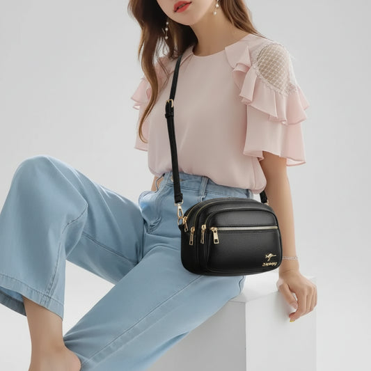 SaneShoppe - High Quality Soft Leather Purse Fashion Women Shoulder Messenger Bag Multi - pocket Wear - resistant Bag Luxury Ladies Handbag Sac